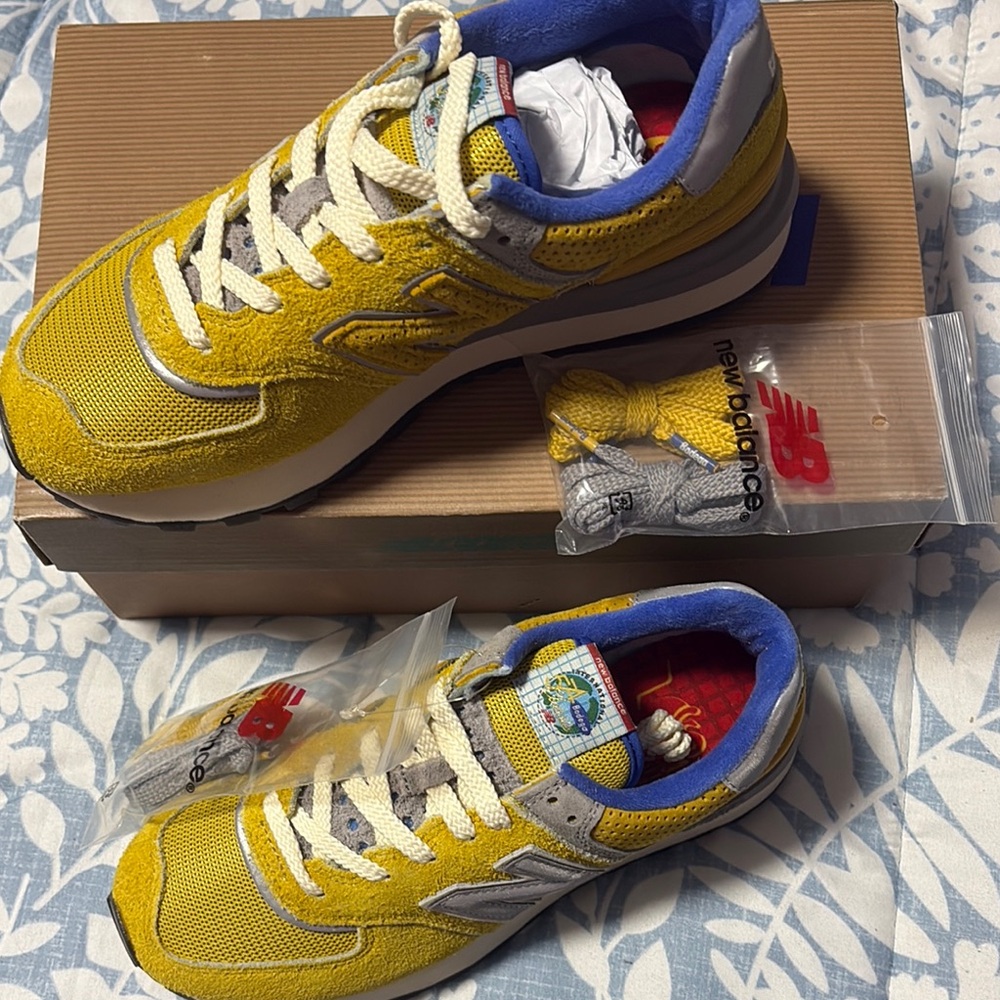 New Balance Yellow and Blue Retro Sneakers